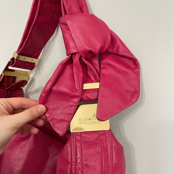 SALE 40% OFF | Badgley Mischka Pink Glazed Leather Hobo Shoulder Bag - Picture 7 of 9